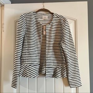 Navy & White Collarless LOFT Blazer